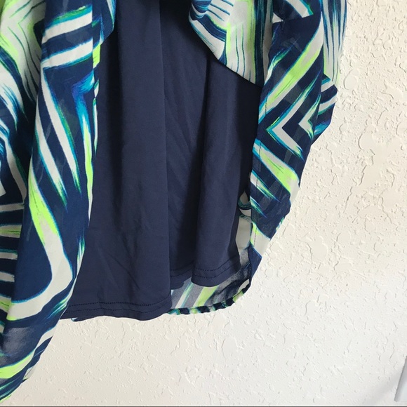 TORRID Maxi Dress Blue White Chevron Sheer Long - Picture 5 of 8